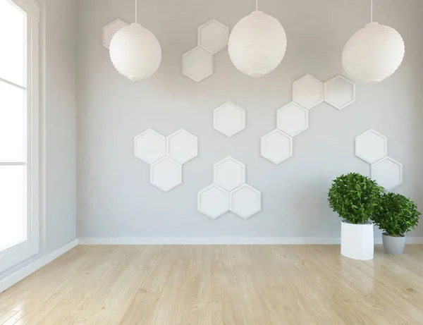 Idea Empty Scandinavian Room Interior Plants Wooden Floor Home Nordic — Stock Photo, Image