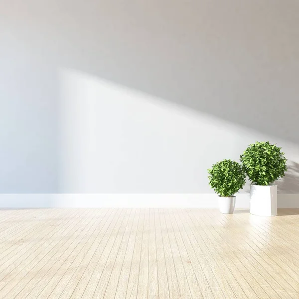 Idee Van Lege Ruimte Van Scandinavische Interieur Met Planten Houten — Stockfoto