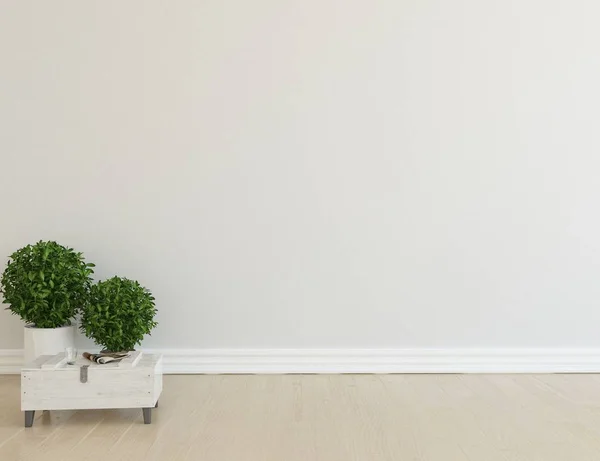 Myšlenka Prázdné Místnosti Skandinávský Interiér Rostlinami Dřevěnou Podlahu Domácí Severské — Stock fotografie