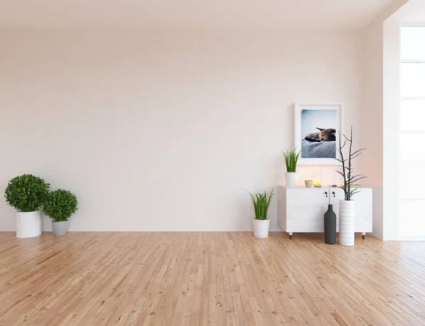 Idea Habitación Escandinava Vacía Interior Con Vestidor Suelo Madera Inicio — Foto de Stock