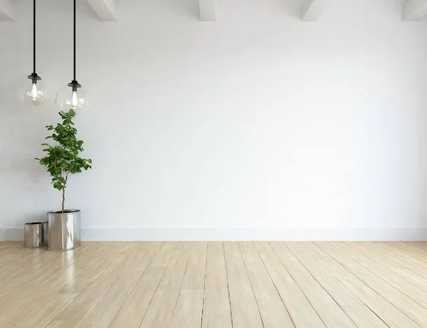 Idee Van Een Witte Lege Scandinavische Kamer Interieur Met Plant — Stockfoto