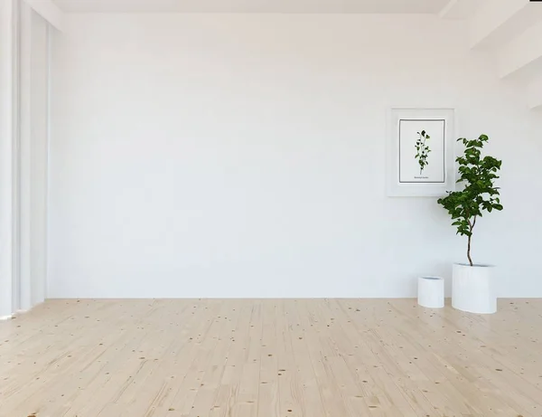 Idea Empty Scandinavian Room Interior Plant Wooden Floor Home Nordic — Stock Photo, Image