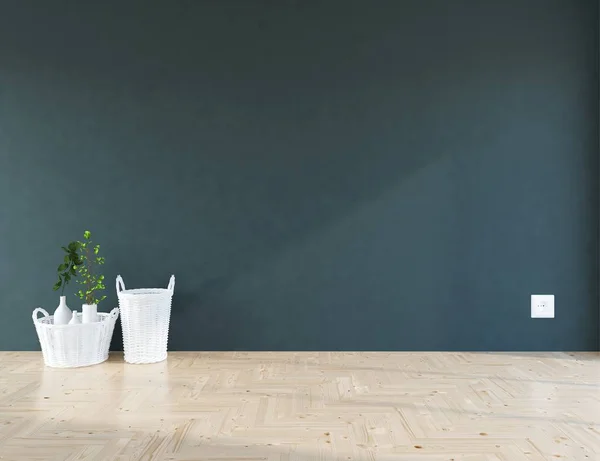 Idee Eines Leeren Skandinavischen Raumes Mit Pflanzen Auf Dem Holzboden — Stockfoto