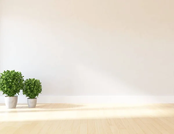 Idea Habitación Escandinava Vacía Interior Con Plantas Suelo Madera Inicio —  Fotos de Stock