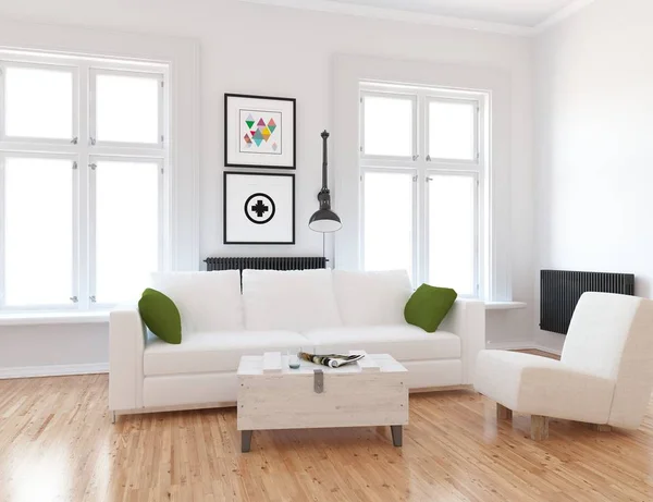 Idea Scandinavian Living Room Interior Sofa Wooden Floor Decor Дом — стоковое фото