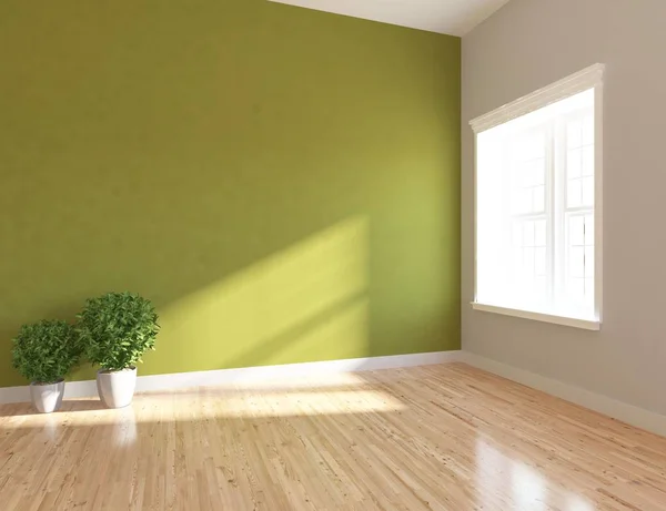 Idea Habitación Escandinava Vacía Interior Con Plantas Suelo Madera Inicio — Foto de Stock