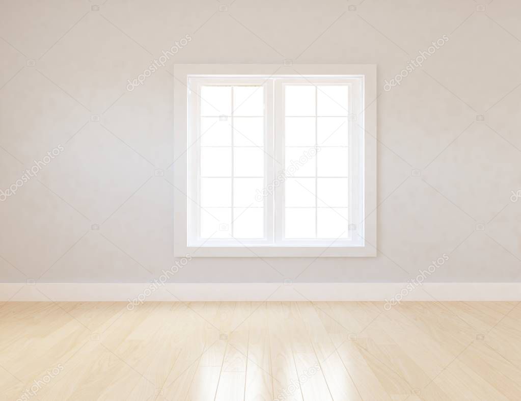room interior with window . Scandinavian interior design. 3d illustration