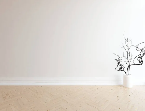 Myšlenka Prázdné Místnosti Skandinávský Interiér Rostlin Dřevěné Podlaze Domácí Severské — Stock fotografie