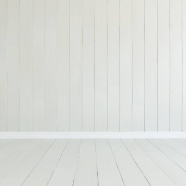 Boş İskandinav odası iç ahşap zemin ile fikir. Ev nordic iç. 3D çizim - illüstrasyon