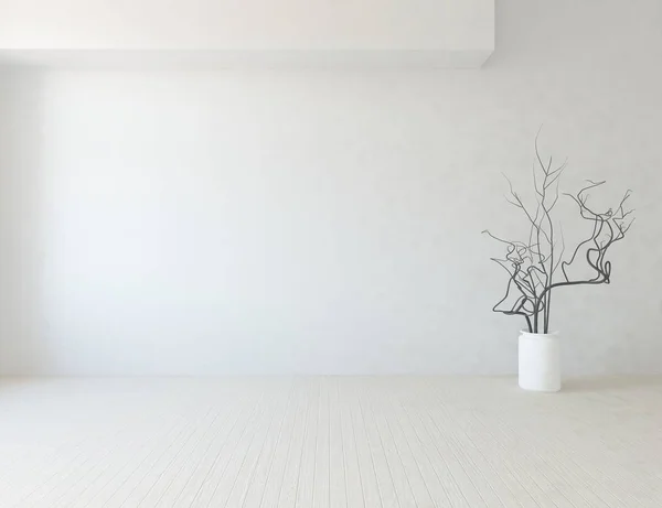 木製の床の植物と空の北欧部屋インテリアのアイデア 北欧インテリア イラスト イラスト — ストック写真