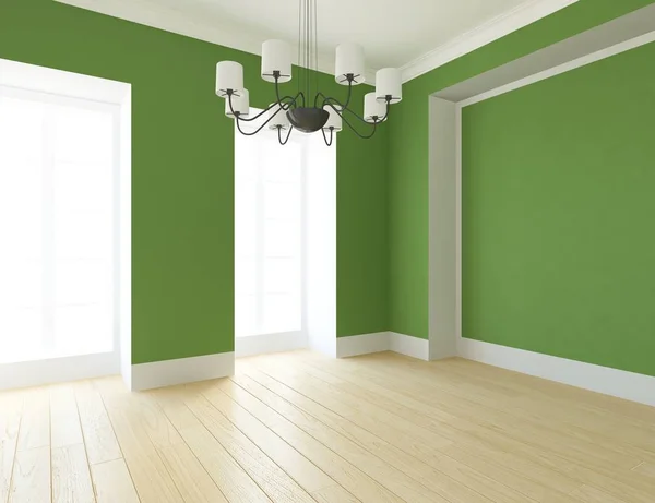 一个空的斯堪的纳维亚房间内部与木地板的想法 家北欧内饰 — 图库照片