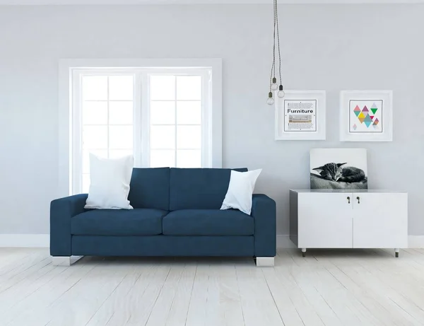 Idea Scandinavian Living Room Interior Sofa Wooden Floor Pictures Large — Stock Photo, Image