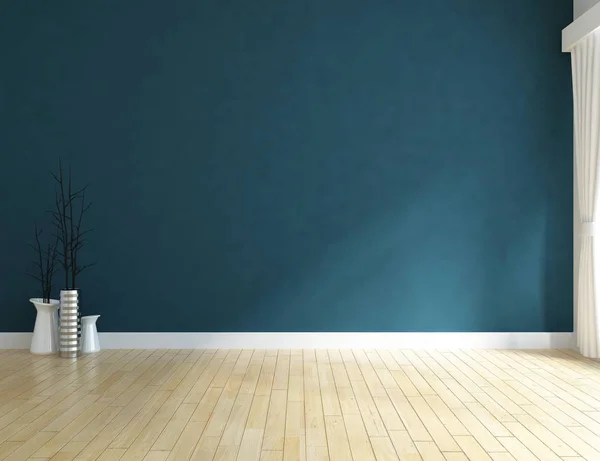 Idéia Interior Quarto Escandinavo Vazio Com Vasos Chão Madeira Grande — Fotografia de Stock