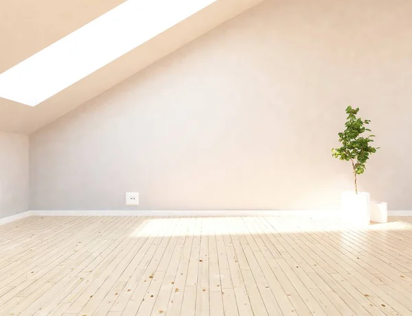 Idea Habitación Escandinava Vacía Interior Con Jarrones Suelo Madera Gran — Foto de Stock