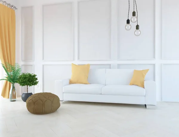 Idea Escandinava Sala Estar Interior Con Sofá Suelo Madera Decoración — Foto de Stock