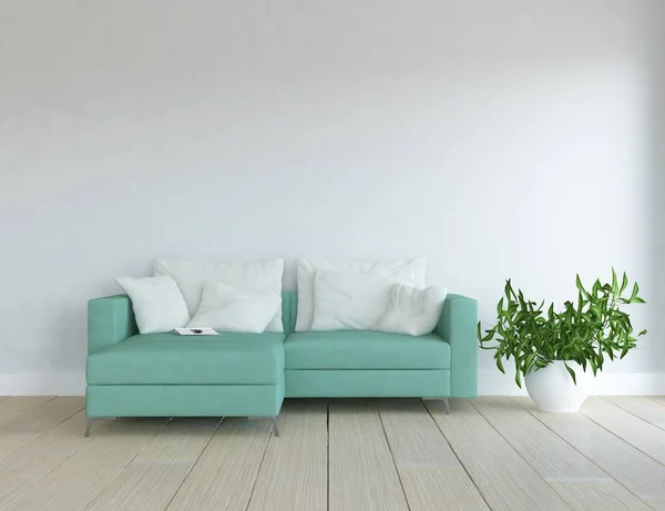 Idea Escandinava Sala Estar Interior Con Sofá Suelo Madera Decoración — Foto de Stock