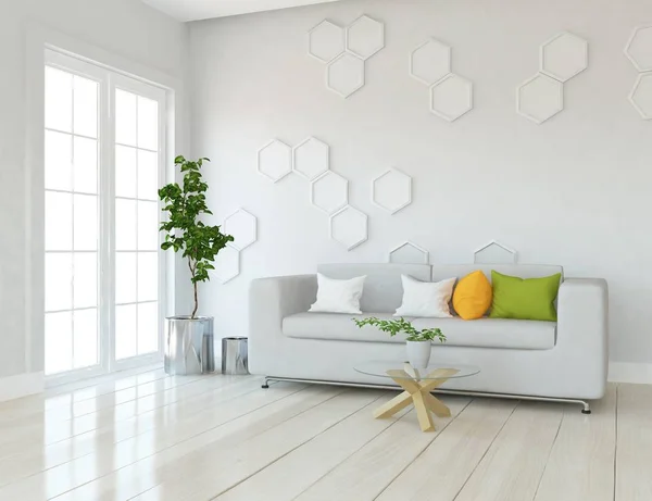 Idea Scandinavian Living Room Interior Sofa Wooden Floor Decor Home — Stock Photo, Image