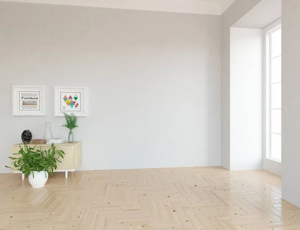 Ide Interior Kamar Skandinavia Kosong Interior Latar Belakang Rumah Pedalaman — Stok Foto