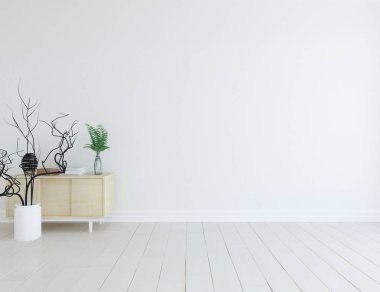 İçi boş İskandinav odası fikri. Arkaplan iç mimarisi. İç kısımları kuzeyli. 3B illüstrasyon