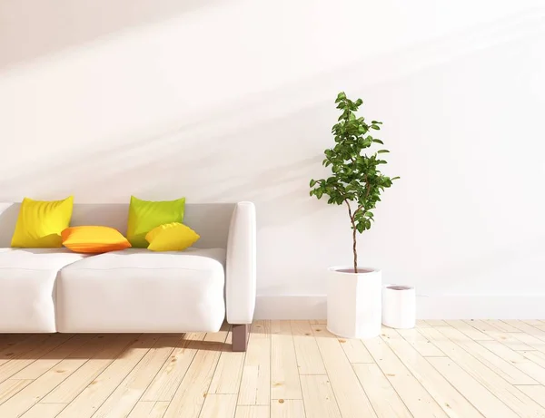 Idea Escandinava Sala Estar Interior Con Sofá Suelo Madera Decoración — Foto de Stock