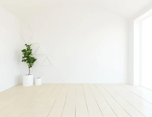 Idee Einer Leeren Skandinavischen Raumausstattung Mit Vasen Auf Dem Holzboden — Stockfoto