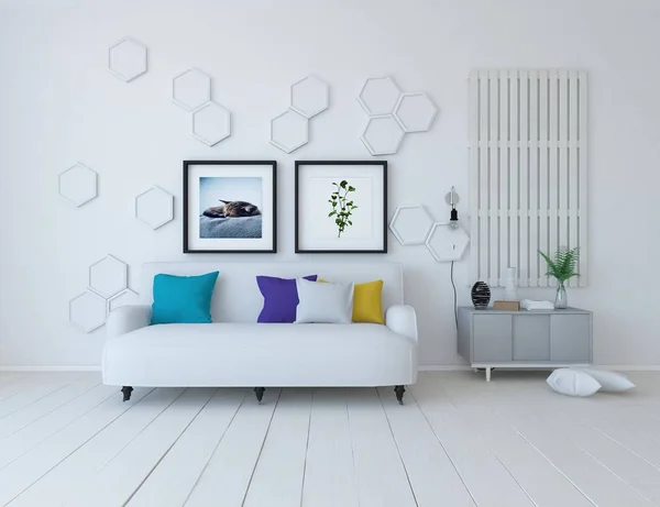 Idea Scandinavian Living Room Interior Sofa Wooden Floor Decor Home — Stock Photo, Image