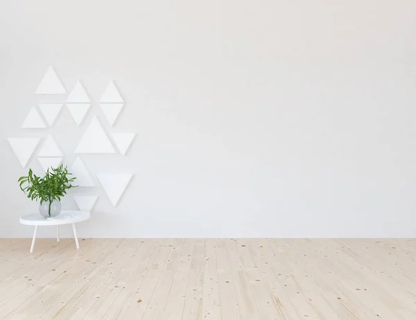 Idea Empty Scandinavian Room Interior Vases Wooden Floor Large Wall — Stock Photo, Image