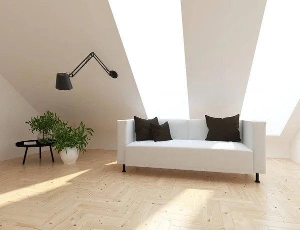 Idea Scandinavian Living Room Interior Sofa Wooden Floor Decor Home — Stock Photo, Image