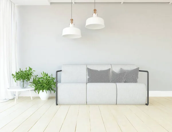 Idea Salón Escandinavo Interior Con Sofá Suelo Madera Decoración Inicio — Foto de Stock