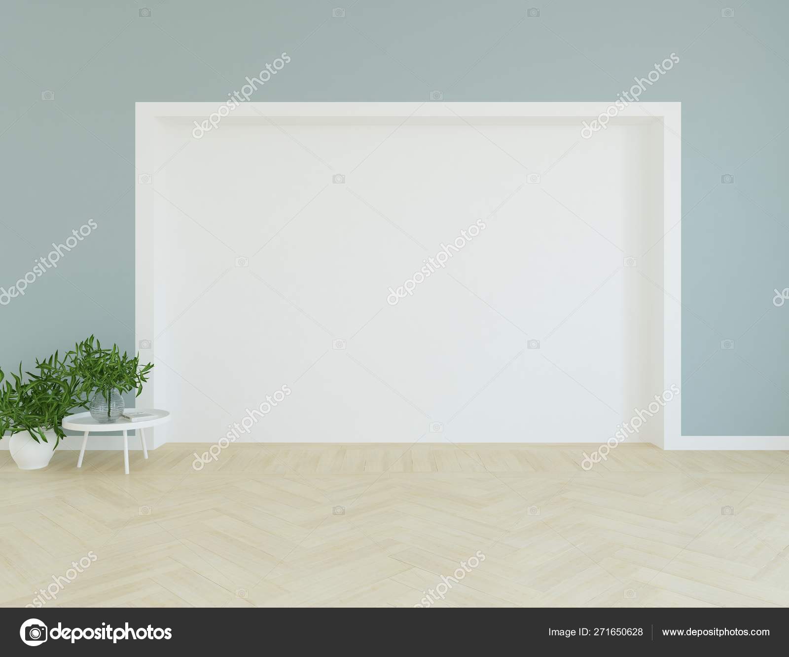 Idea Empty Scandinavian Room Interior Vases Wooden Floor Large