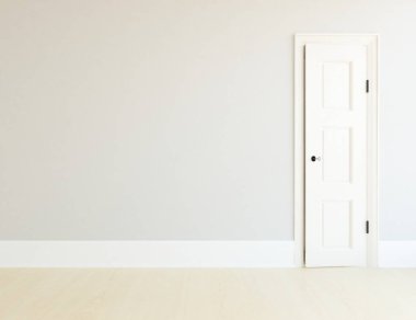 Ahşap zemin ile boş bir İskandinav oda iç fikri . Ev nordik iç. 3d illüstrasyon