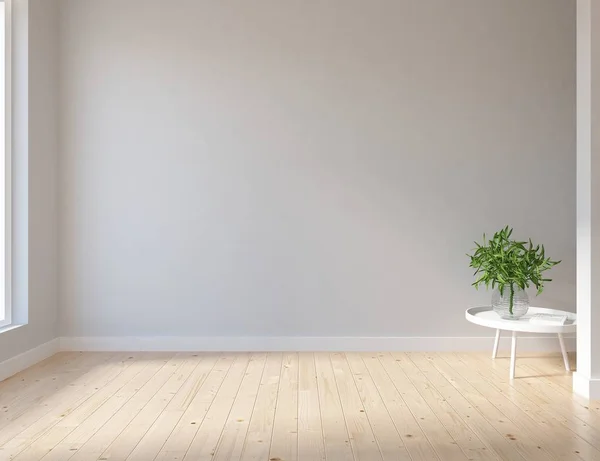 Idea Habitación Escandinava Vacía Interior Con Jarrones Suelo Madera Gran — Foto de Stock