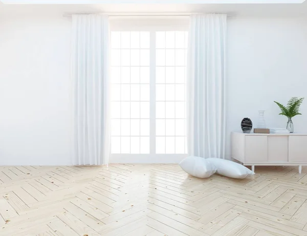 Idea Vacío Escandinavain Interior Habitación Con Vestidor Suelo Madera Gran — Foto de Stock