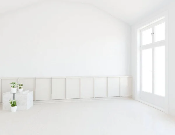 Interior Habitación Vacío Minimalista Con Decoración Suelo Madera Marcos Una —  Fotos de Stock