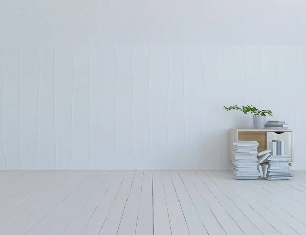 Leere Minimalistische Raumgestaltung Mit Dekor Auf Einem Holzboden Rahmen Einer — Stockfoto