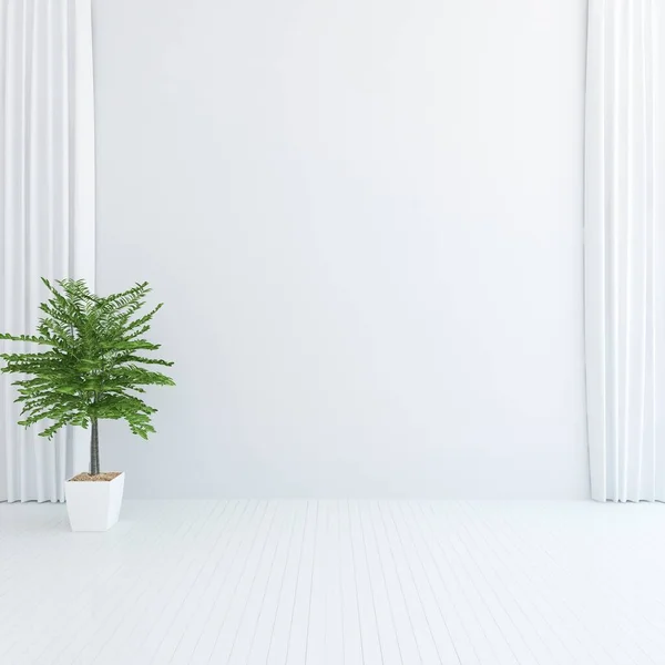 Interior Quarto Minimalista Branco Com Mobília Soalho Madeira Armações Uma — Fotografia de Stock