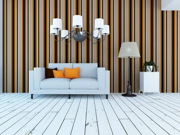 Idea of scandinavian room interior with furniture. Background interior. Home nordic interior. 3D illustration