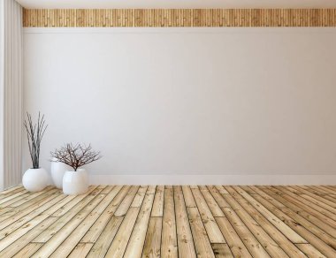 Minimalist oda içiyle ilgili bir fikir. İç kısımları kuzeyli. 3B illüstrasyon