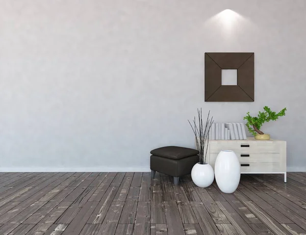 Habitación Minimalista Blanca Interior Con Muebles Inicio Interior Nórdico Ilustración — Foto de Stock
