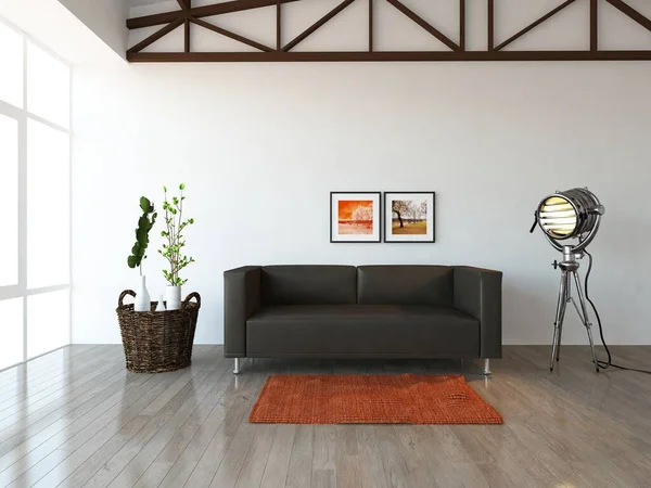 Ide Interior Kamar Skandinavia Dengan Furnitur Interior Latar Belakang Rumah — Stok Foto