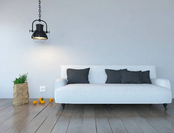White Minimalist Room Interior Furniture Home Nordic Interior Illustration — Stock Photo, Image