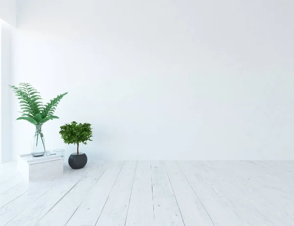 Interior Quarto Minimalista Branco Casa Interior Nórdico Ilustração — Fotografia de Stock