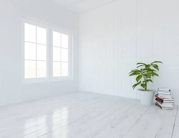 Interior Quarto Minimalista Branco Casa Interior Nórdico Ilustração — Fotografia de Stock