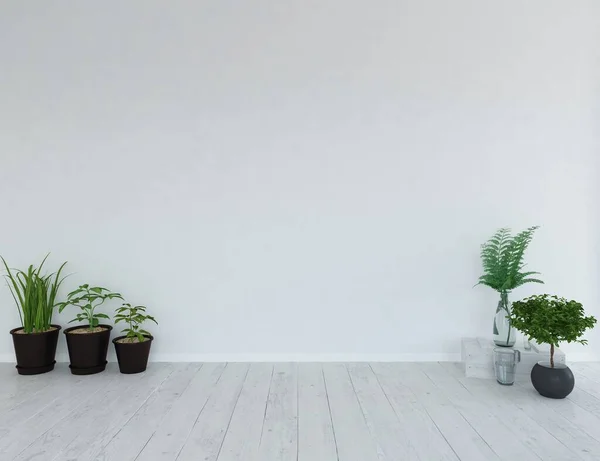 White Minimalist Room Interior Home Nordic Interior Illustration — Stock Photo, Image