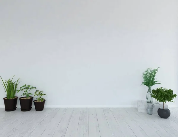 Interior Quarto Minimalista Branco Casa Interior Nórdico Ilustração — Fotografia de Stock