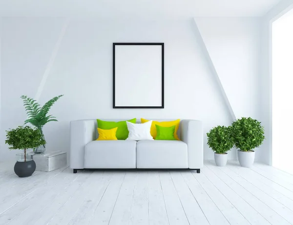 Interior Ruangan Minimalis Dengan Furnitur Rumah Interior Ilustrasi — Stok Foto