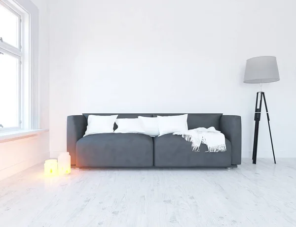 Habitación Minimalista Interior Con Muebles Interior Del Hogar Ilustración — Foto de Stock