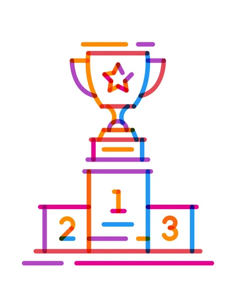 Vermenigvuldigen Pictogram Lijn Trofee Cup Het Podium Vectorillustratie Witte Achtergrond — Stockvector