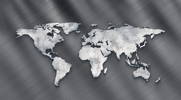 3D metal mapa světa — Stock fotografie