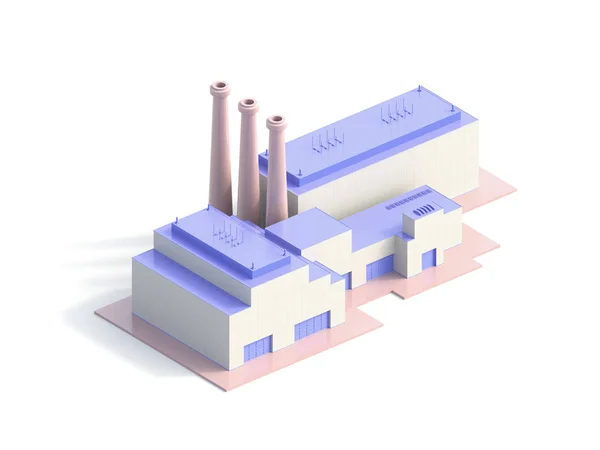 Izometryczny przemysłowy duży budynek fabryki-ilustracja 3D — Zdjęcie stockowe